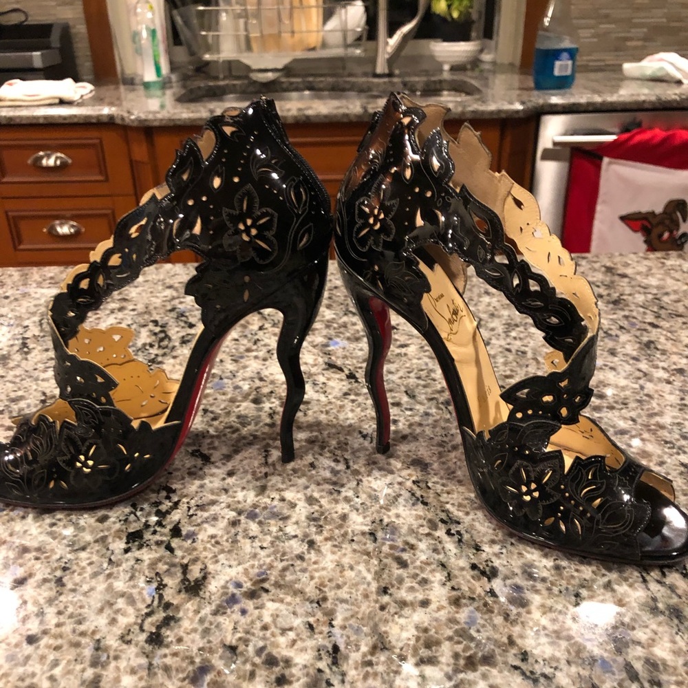 Christian louboutin open toe black Heels